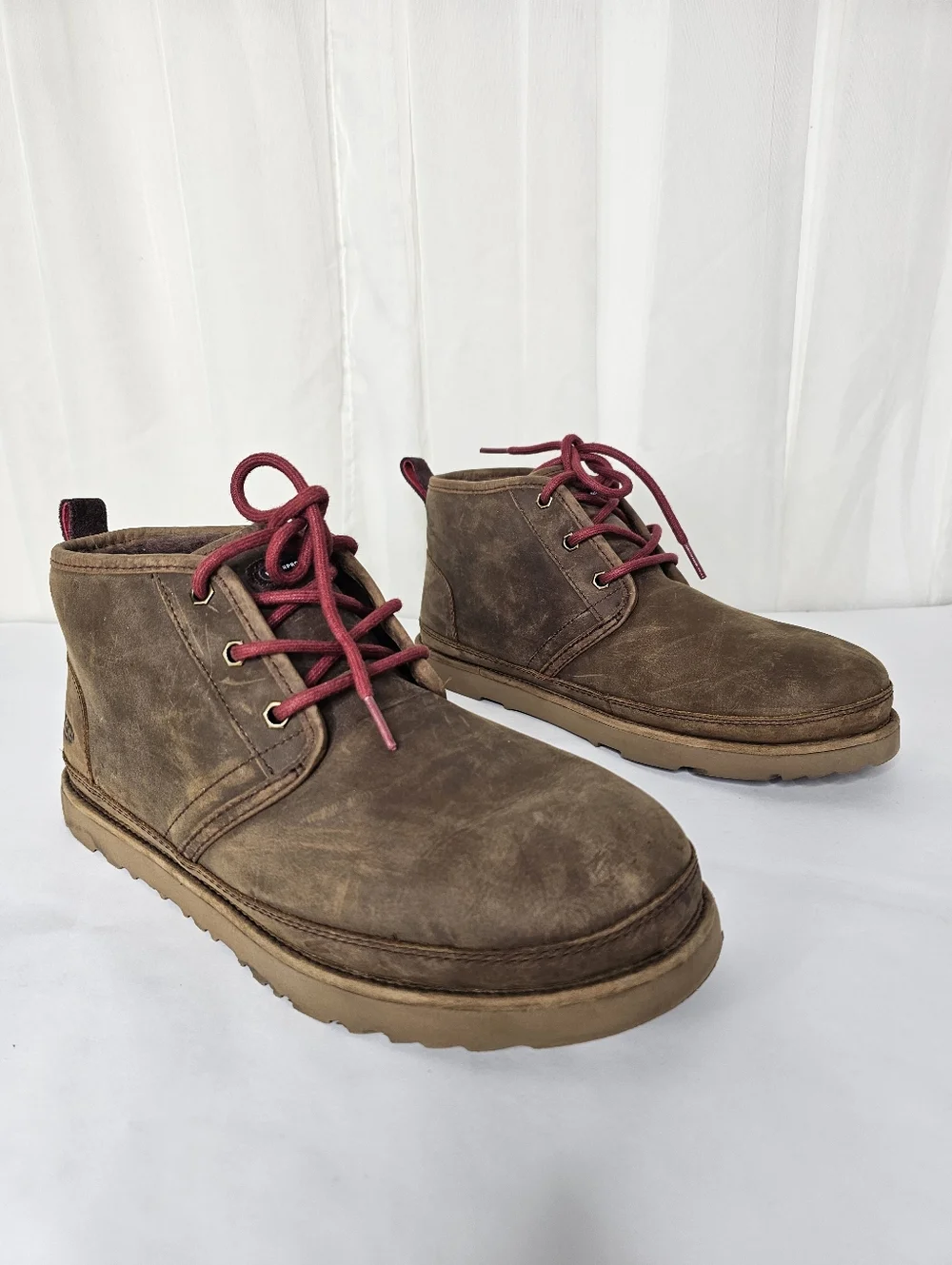 UGG Neumel Waterproof Leather Chukka Boots Grizzly Brown Cabincore Cozy Men's 10